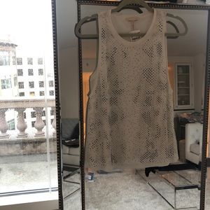 Rebecca Taylor White sequin sleeveless top